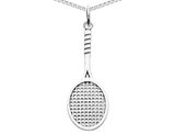 14K White Gold  Tennis Racquet Charm Pendant Necklace in with Chain